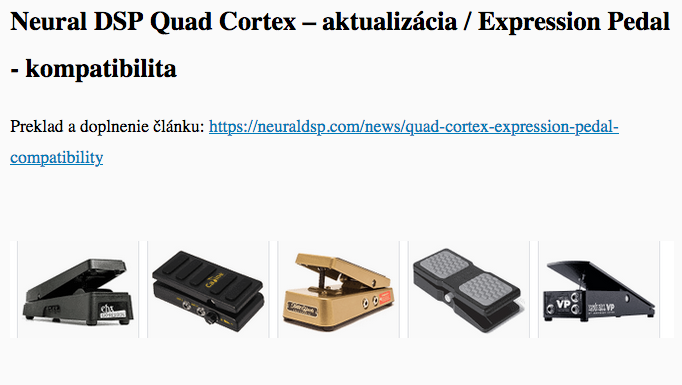 Neural DSP Quad Cortex – aktualizácia / Expression Pedal – kompatibilita