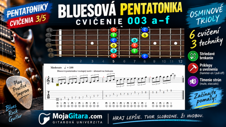Bluesová pentatonika – Cvičenie-003 a/b/c/d/e/f