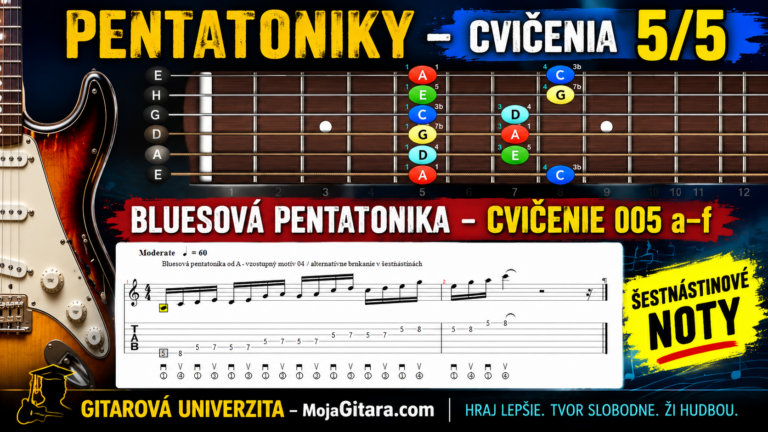 Bluesová pentatonika – Cvičenie-005 a/b/c/d/e/f