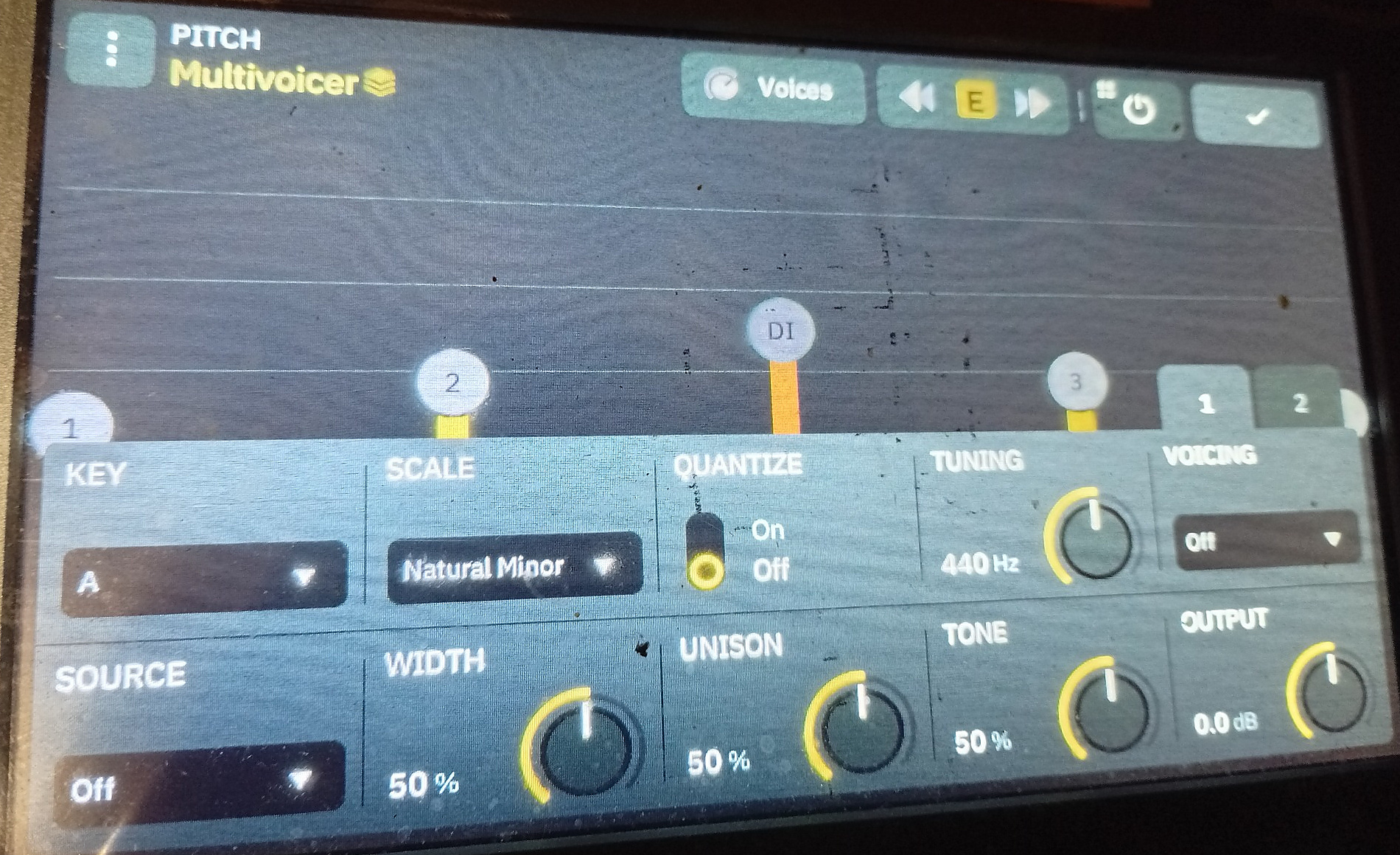 Neural DSP Quad Cortex Multivoicer – obrazovka Voices